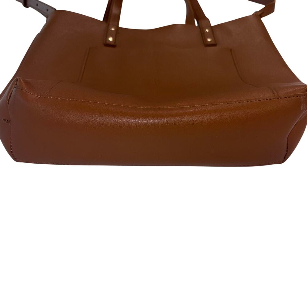 Henny + Lev Vegan Leather 2-in-1 Everyday Tote - Cognac Camel - Picture 9 of 10